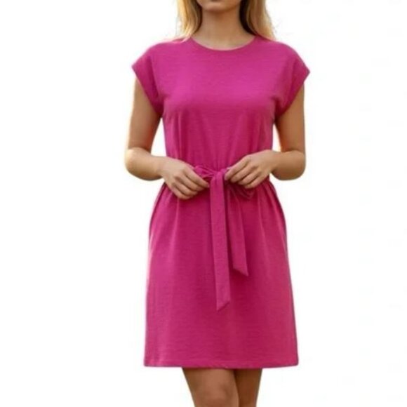 J. Crew Factory Dresses & Skirts - J. Crew Factory Knit tie-waist fuchsia hot pink dress small new with tags